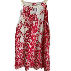 Cleo Petites Lacey Top Women's XS White and Red